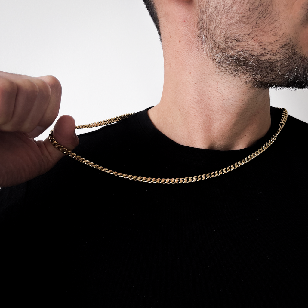 Cadena Cubana en Oro Laminado 18K - Hombre
