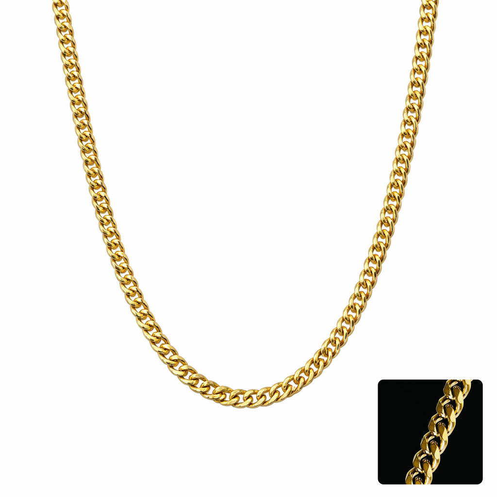 Cadena Cubana en Oro Laminado 18K - Hombre