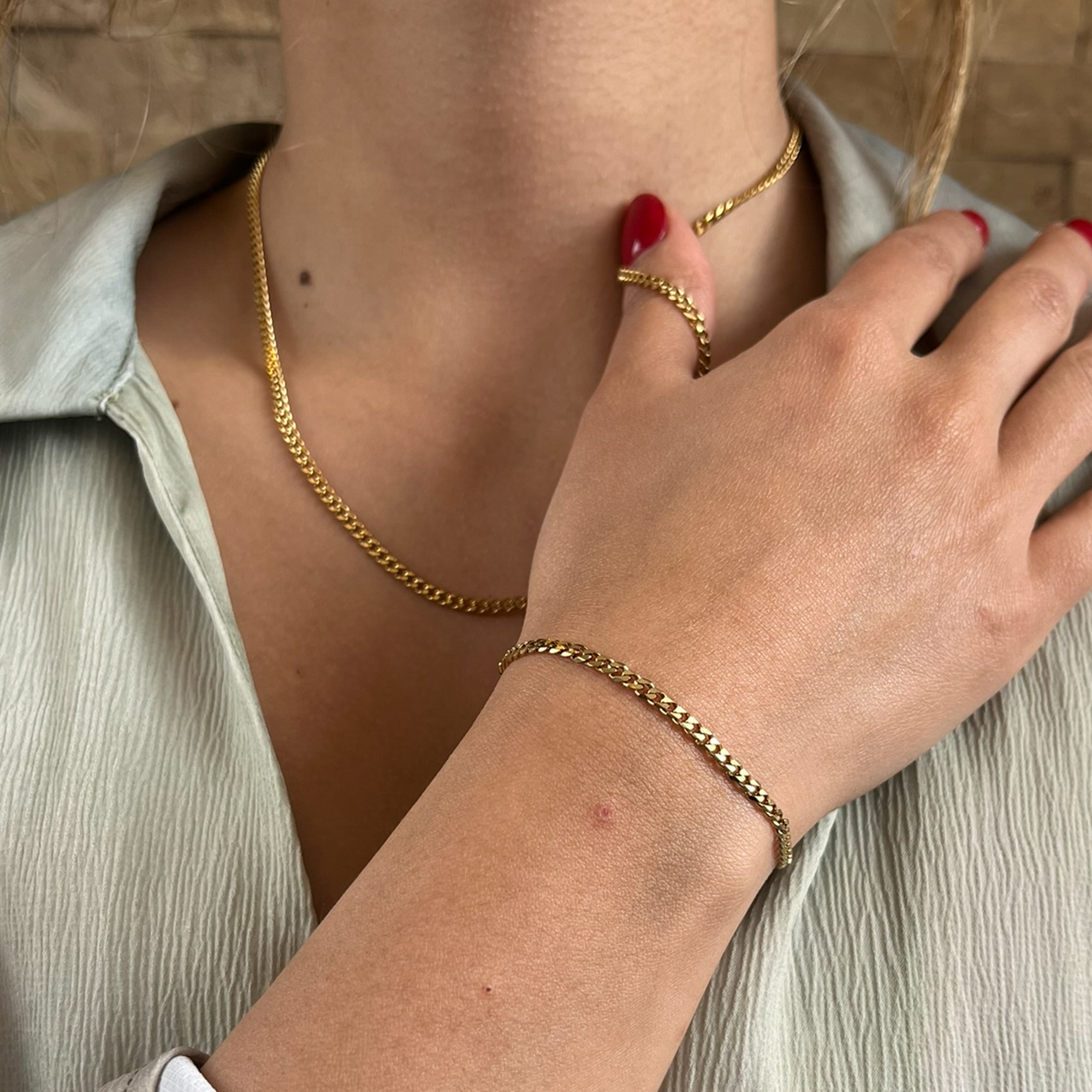 Combo Mujer Cadena + Pulsera Cubana