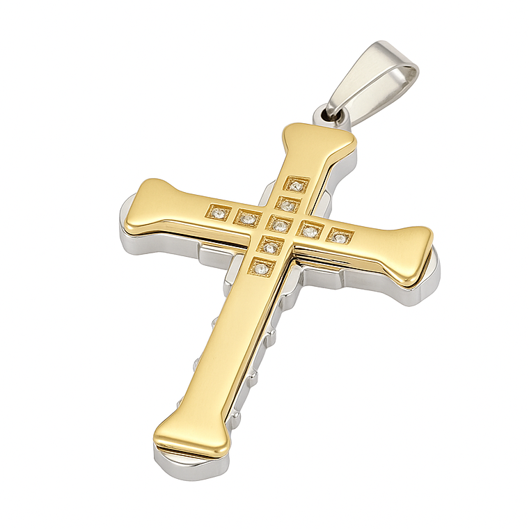 Dije Cruz Cuadros en oro laminado 18K